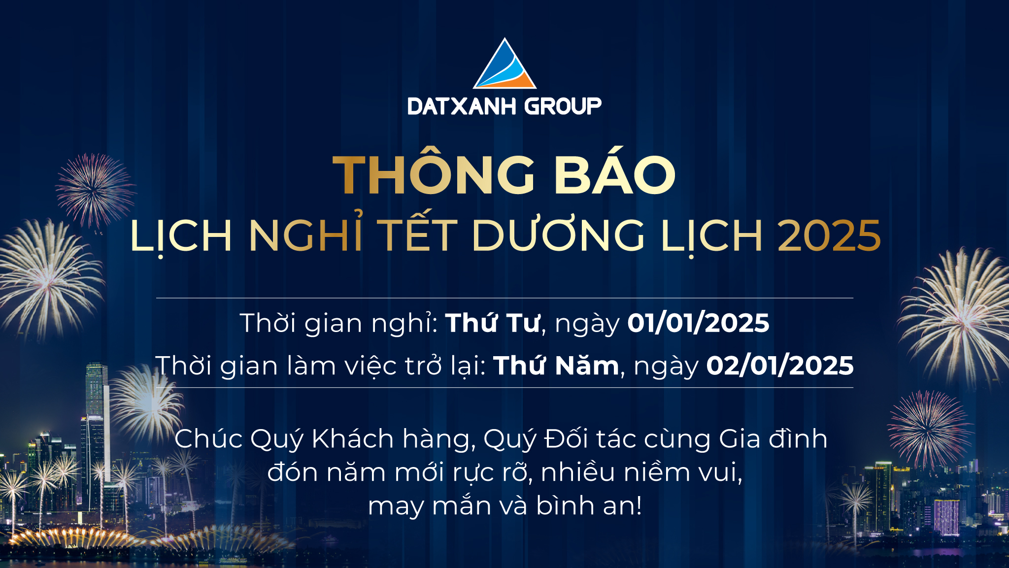 Thông báo nghỉ Tết Dương Lịch