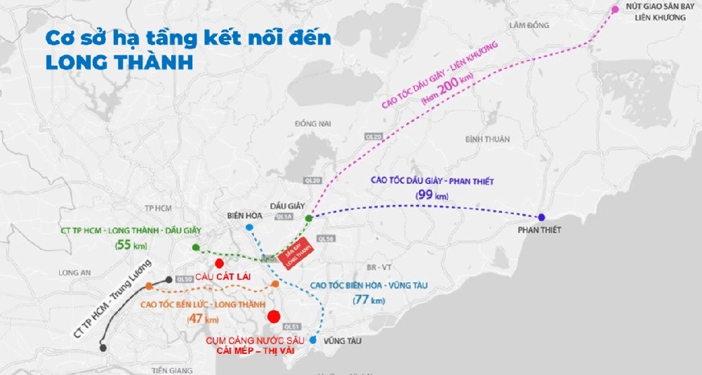 Nhờ sự đồng bộ hệ thống giao thông đường bộ, đường thủy, đường sắt và đường hàng không giúp Long Thành thu hút nguồn vốn đầu tư.